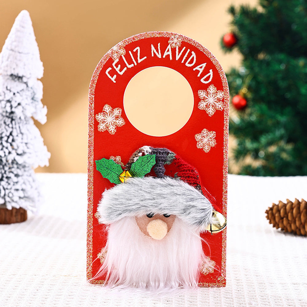 2Pcs Christmas Door Knob Hanger Door Handle Signs Xmas Decor Style 1