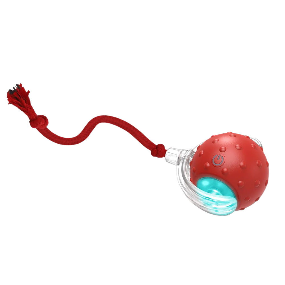 Motion Activate Interactive Cat Toy Rechargeable Smart Rolling Ball with Rope Red