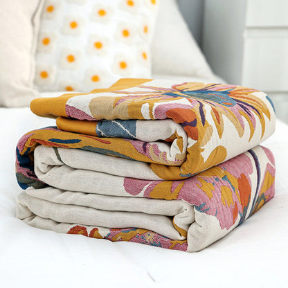 Boho Throw Blanket Soft Cotton Blanket with Double-Sided Printing and Vibrant Eclectic Patterns