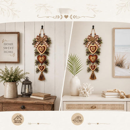 Rustic Engineered Wood Wall Hanging Farmhouse Layered Door Hanging - Heart