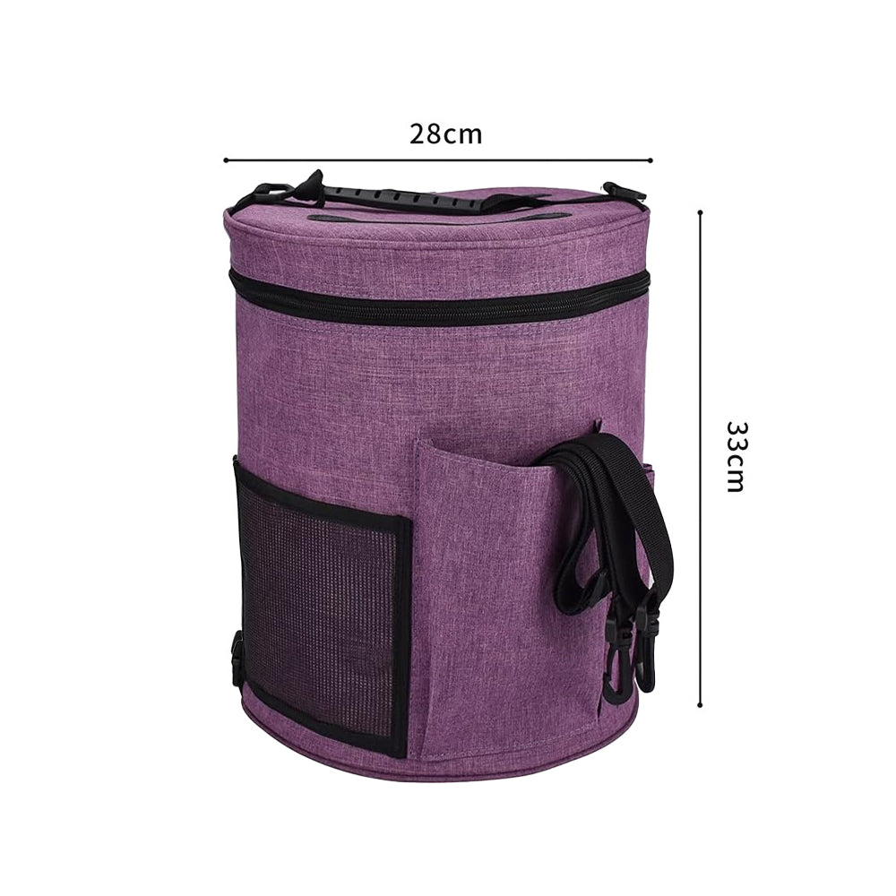 Large Capacity Knitting Tote Storage Bag Portable Yarn Organizer with Shoulder Strap Yarn Bags Purple