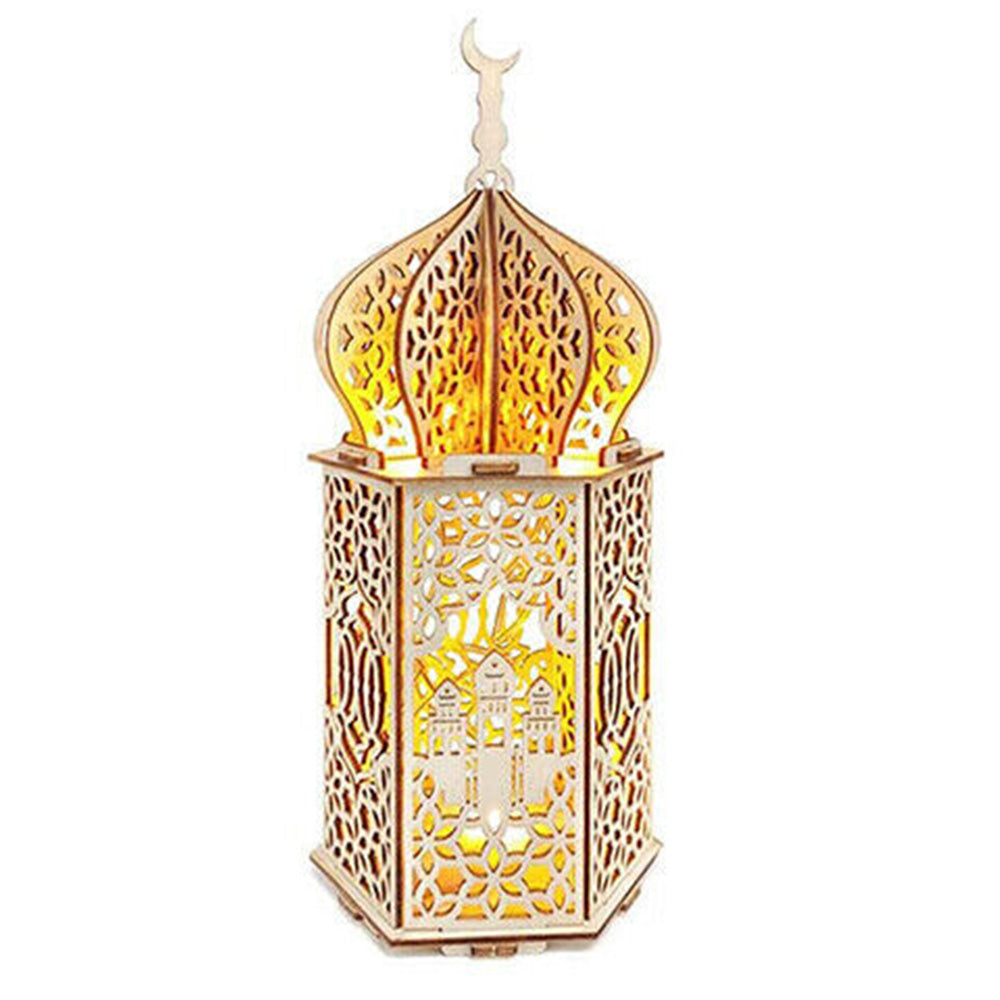 Christmas Wooden Lantern ¨C Decorative Carved Hollow LED Night Light for Holiday Home Decor Style 2