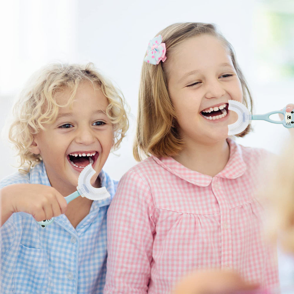 3Pcs U Shaped Kids Toothbrushes with Brackets