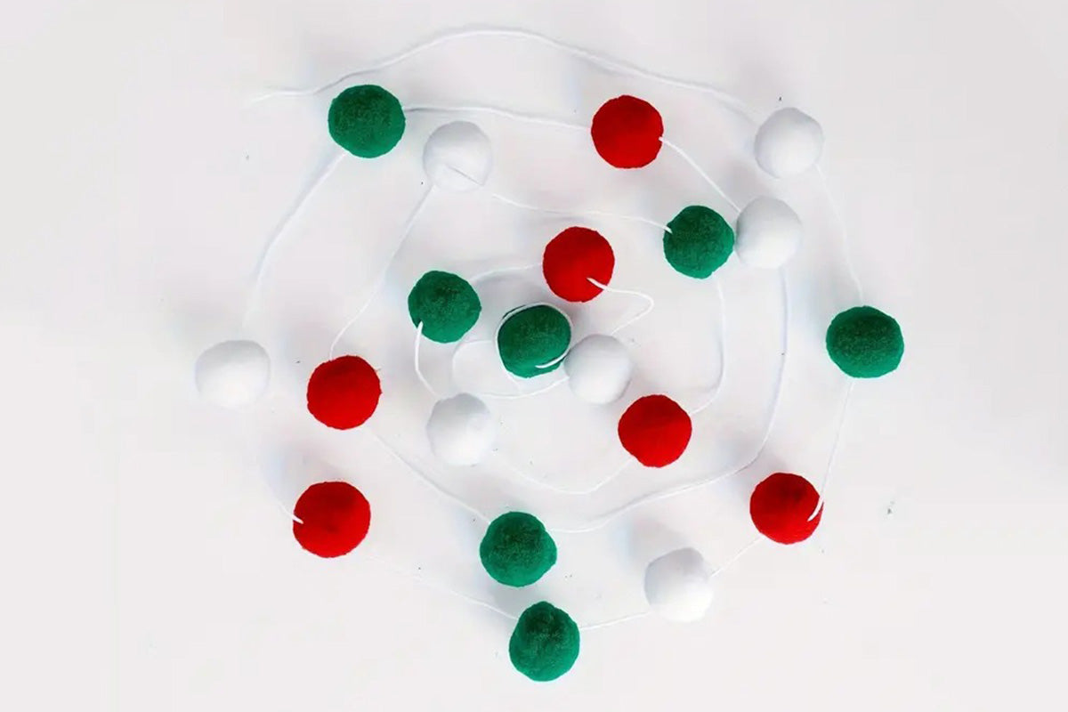 4PCS Christmas Pom Pom Garland Hanging Ball For Christmas Tree Party Decor