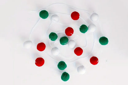 4PCS Christmas Pom Pom Garland Hanging Ball For Christmas Tree Party Decor