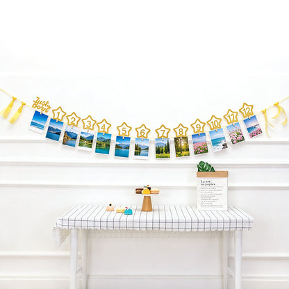 1 to 12 Month Glitter Star Photo Banner for First Birthday Party