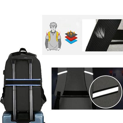 2 in 1 Large Capacity Laptop Backpack and Insulated Lunch Bag for Office Travel-Black