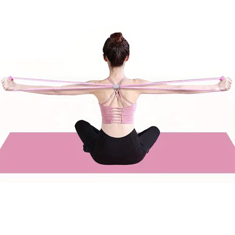 6 Tube Pedal Ankle Puller Fitness Exercise Rope with 8 Shape Resistance Band-Pink