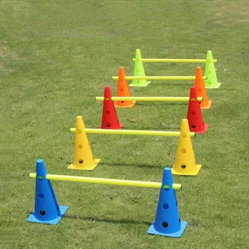 Dog Agility Training Set 10 Cones 5 Poles Adjustable Height Hurdle for Pets