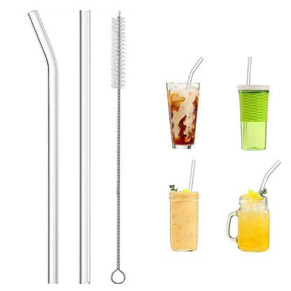 16Pcs Glass Straws Reusable Clear Glass Drinking Straws Set for Smoothies Juice