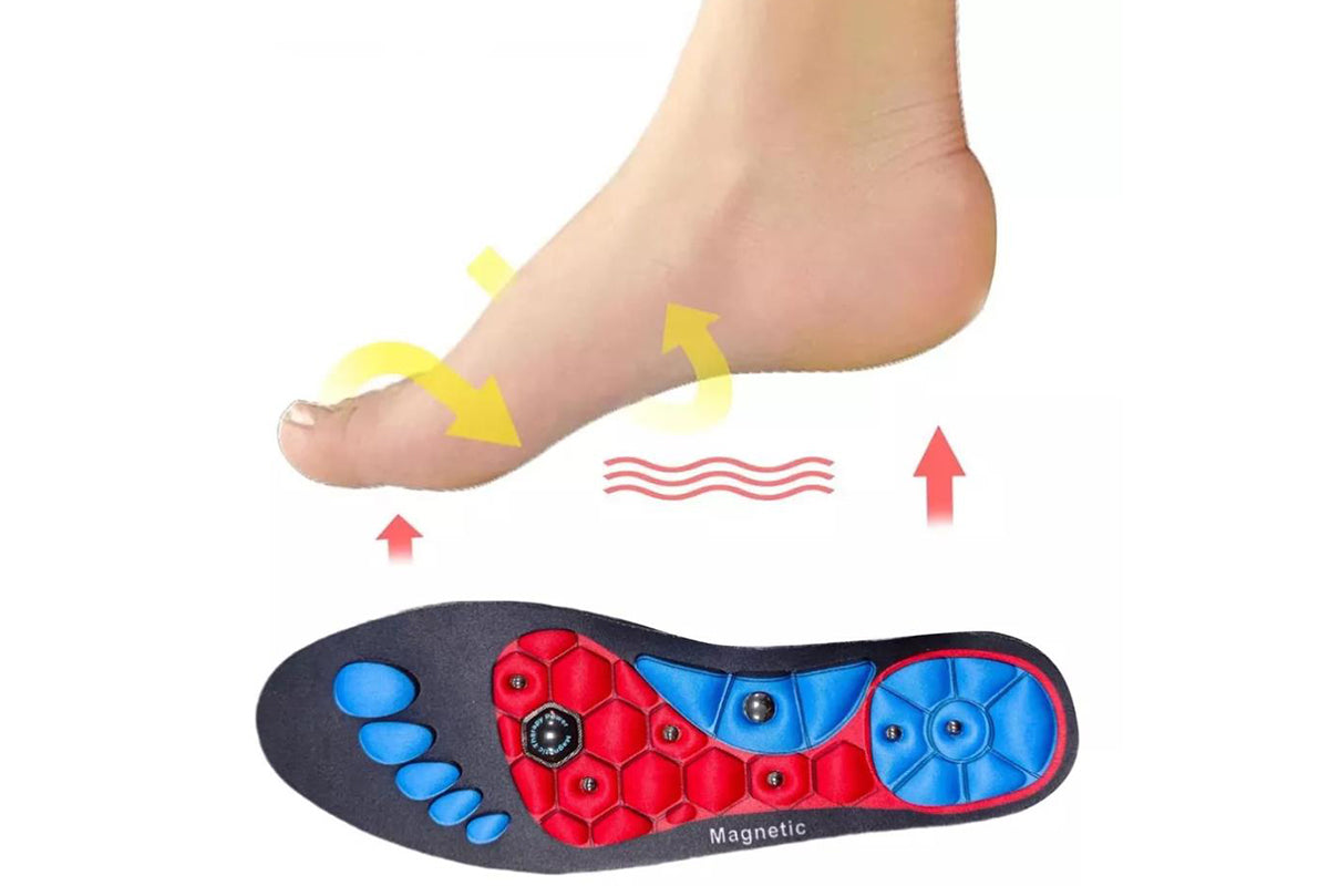 1 Pair of Acupressure Insoles  Massage Orthopedic Insoles for Women Men Shoe-pad Foot Therapy-Red