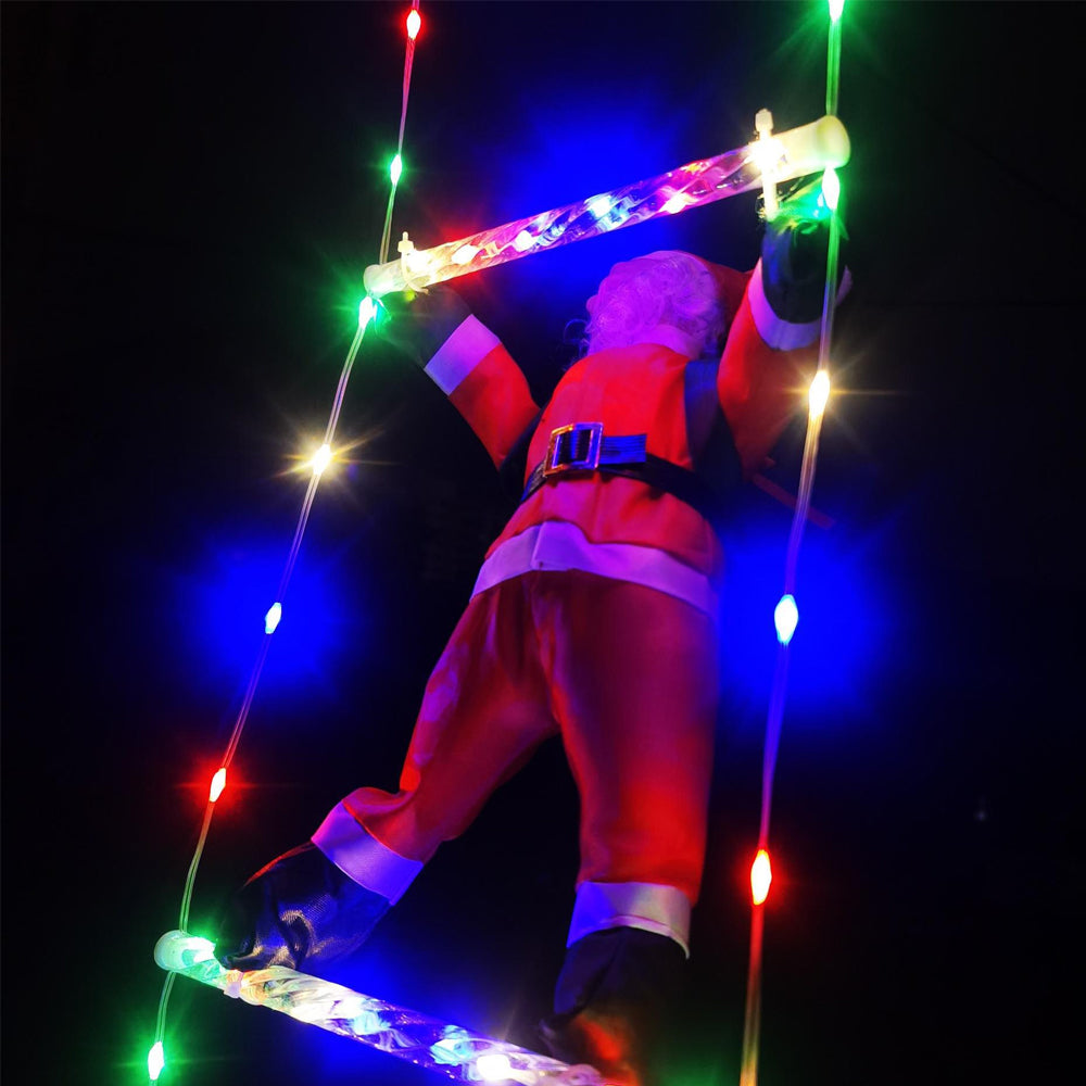 Christmas Decorative Ladder Lights with Santa Claus Xmas Party Decorations for Indoor Outdoor Multicolor