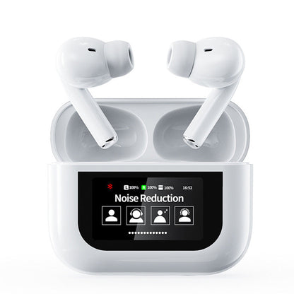 Wireless Bluetooth Earbuds with Multifunctional Touch Screen Charging Case Stereo Sound Headphones White