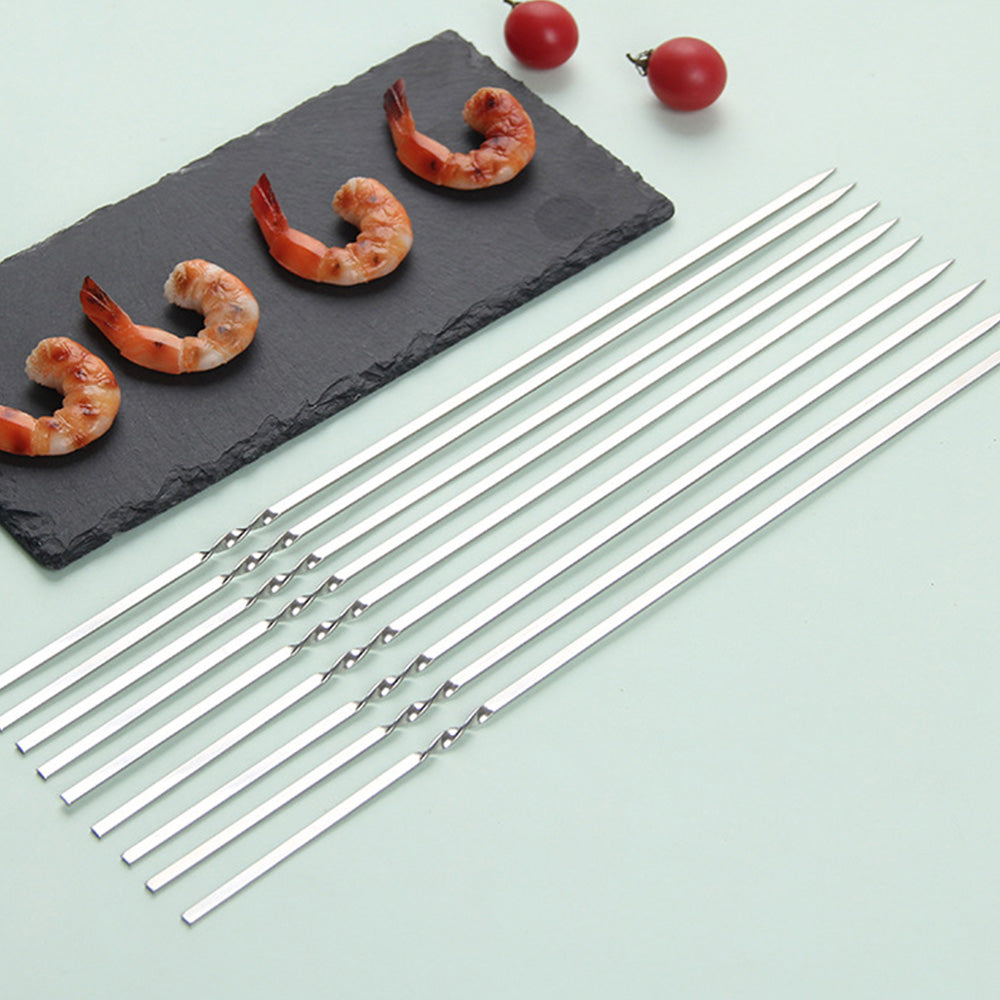 20 Pack 304 Stainless Steel BBQ Skewers -Flat Wide