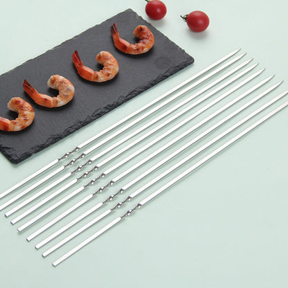 20 Pack 304 Stainless Steel BBQ Skewers -Flat Wide