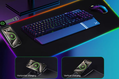 3-in-1 RGB Gaming Mouse Pad Wireless Charging Desk Mat with Foldable Phone Stand