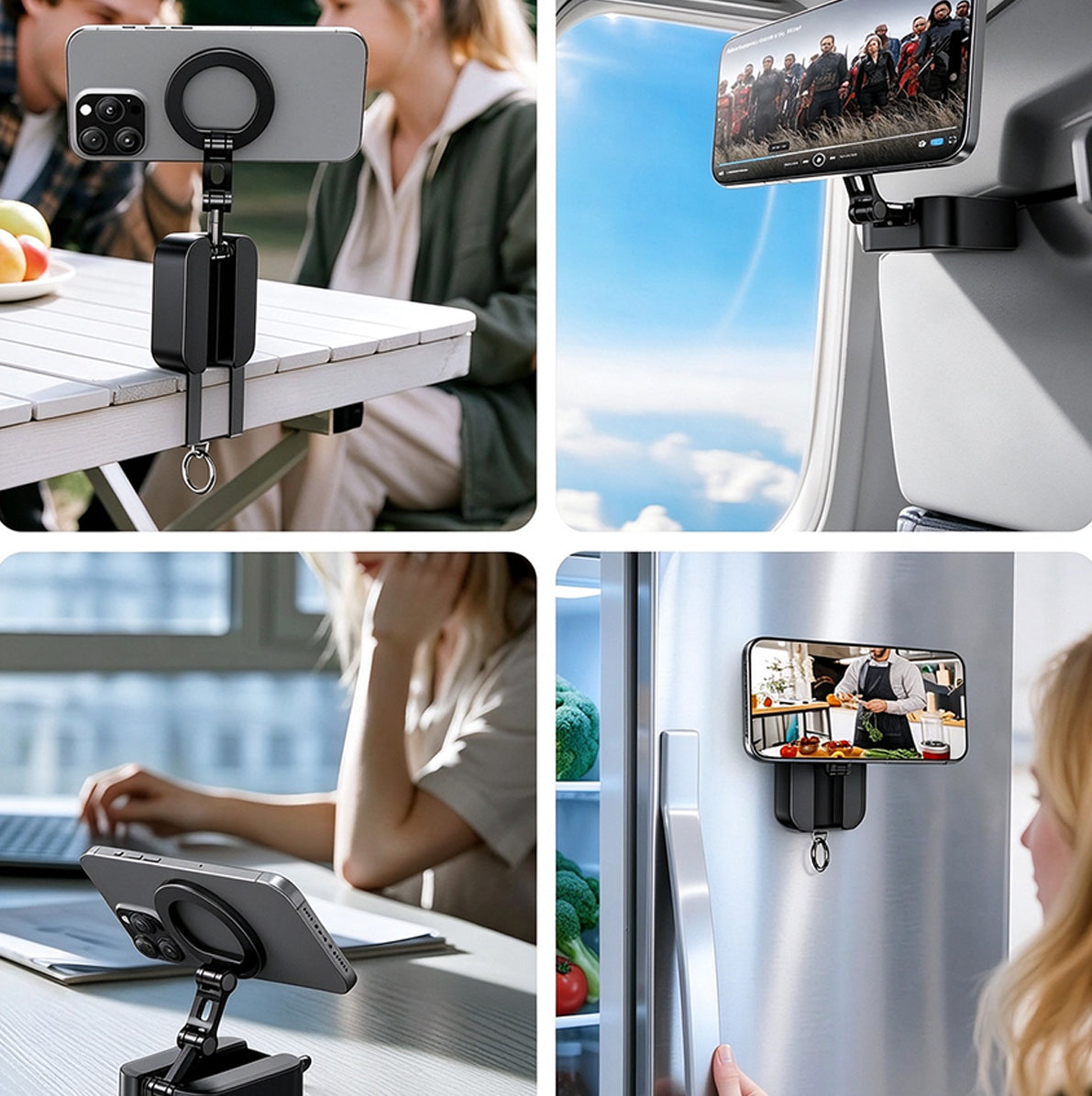 3 in 1 Double Sided Foldable Phone Stand Gym Clamp and Tripod Mount
