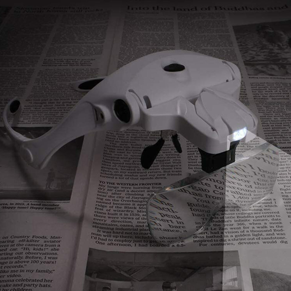 2Pcs USB Rechargeable LED Head Optical Glasses for Reading and Crafting