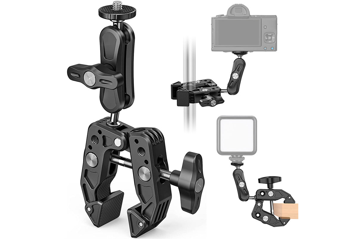 Super Clamp Camera Clamp Mount Monitor With Action Camera Adapter Phone Clamp Mount