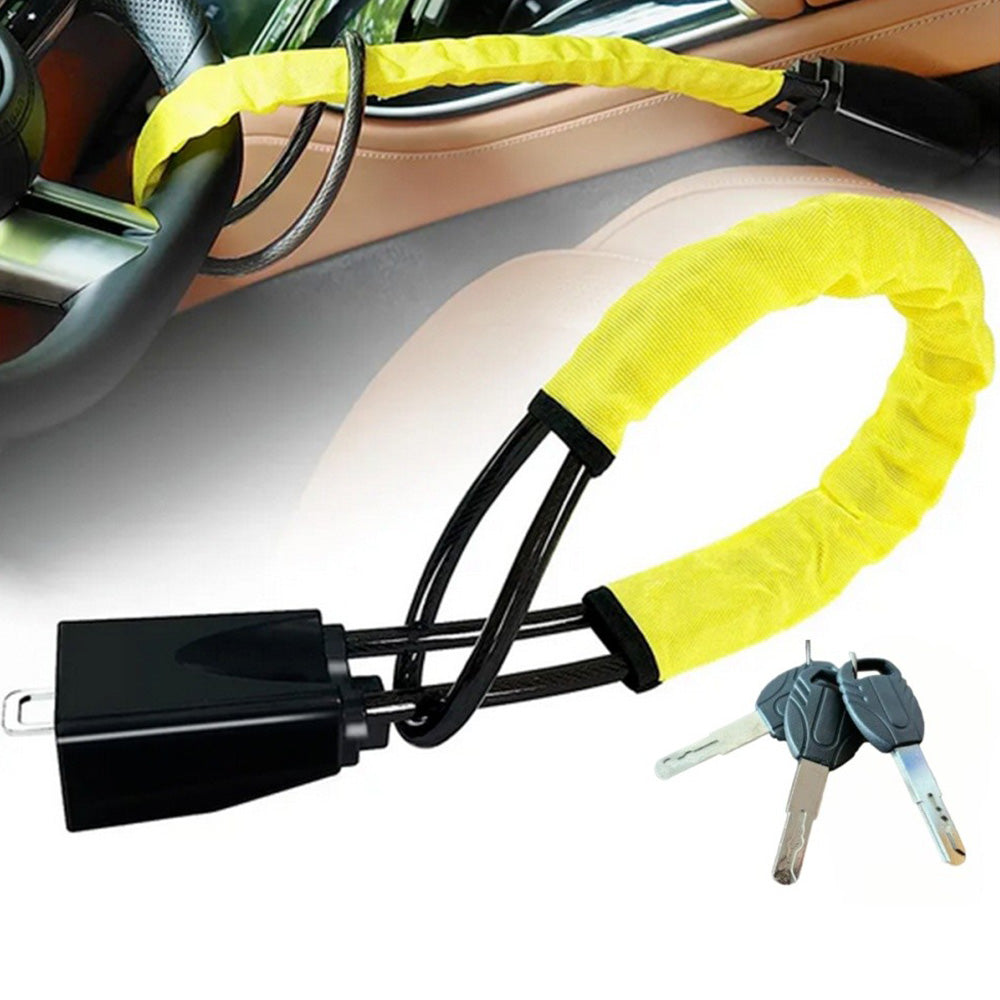 Car Steering Wheel Lock To security band Anti-Theft Adjustable Lock Device-Black