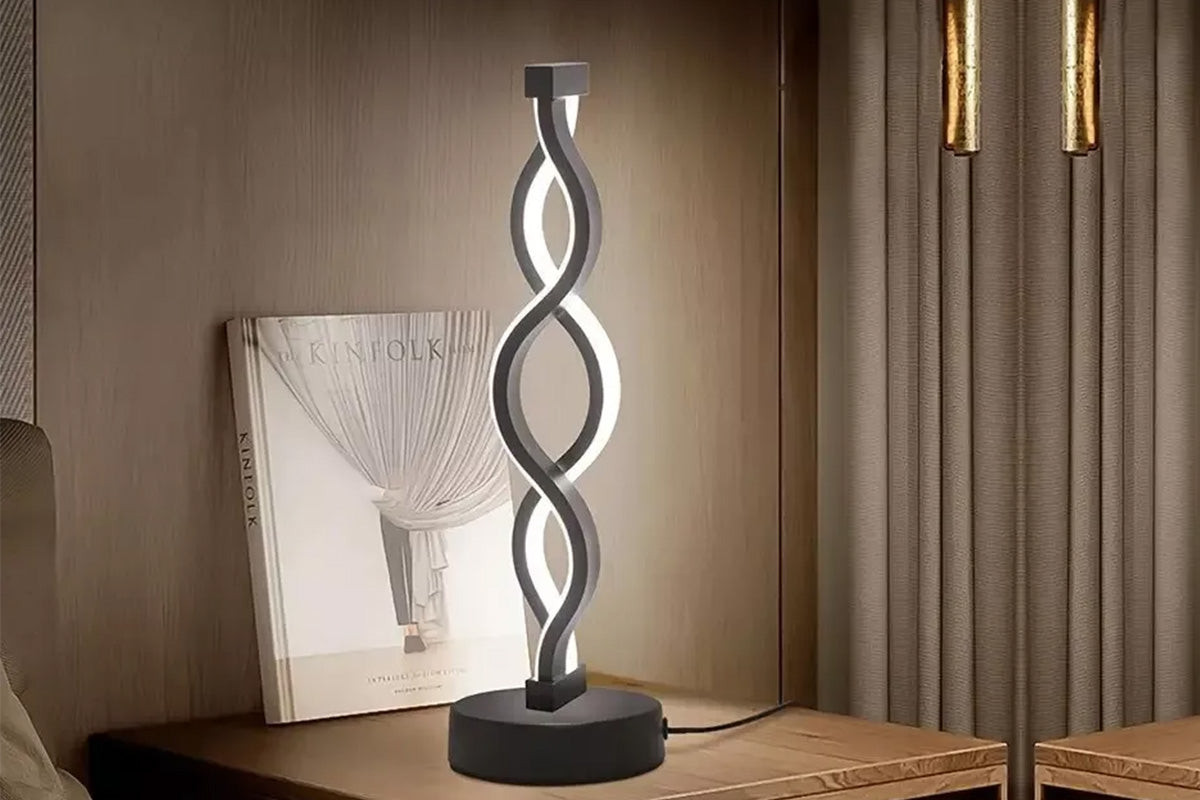 Bedside Lamp 3-Way Dimmable Spiral LED Table Lamp Nightstand Desk Reading Light