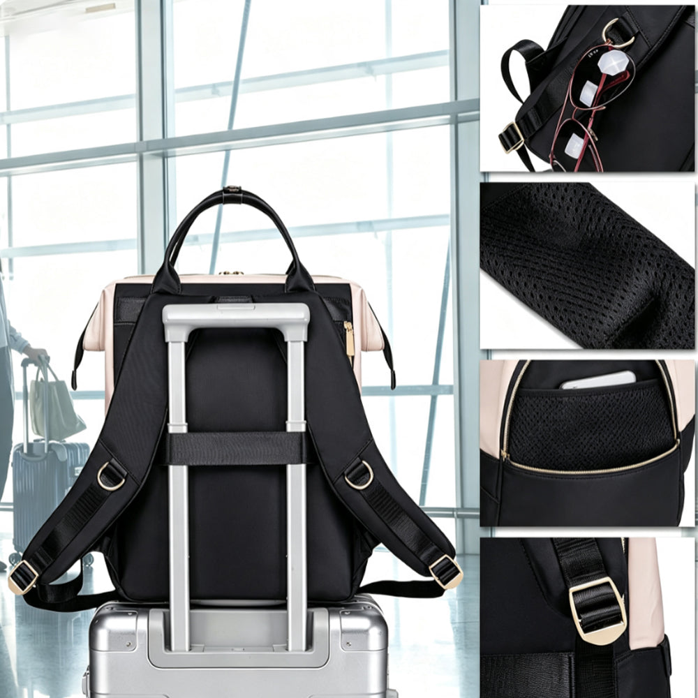2-in-1 Laptop Backpack with Lunch Bag-Black
