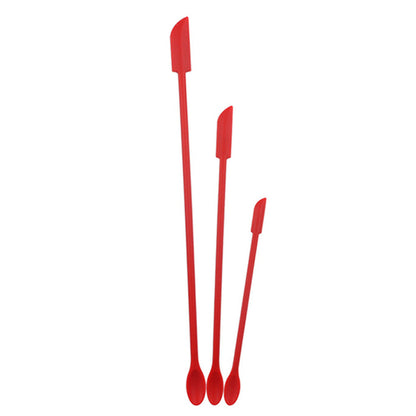3Pcs Set Mini Silicone Spatula Reusable Cosmetics Splatula Jar Scrapers Red