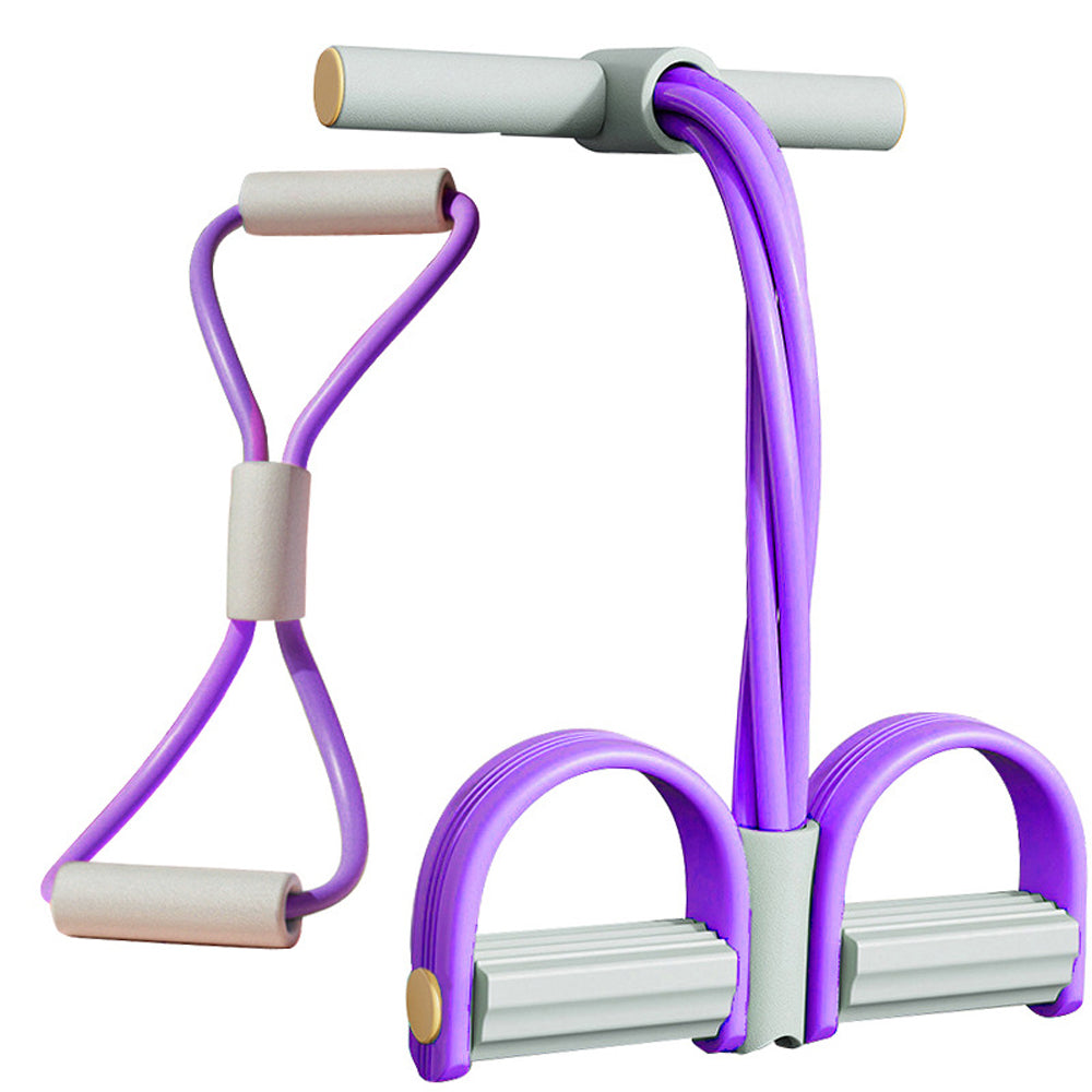 8-Tube Ab Exercise Equipment with Pedal and Resistance Band-Purple