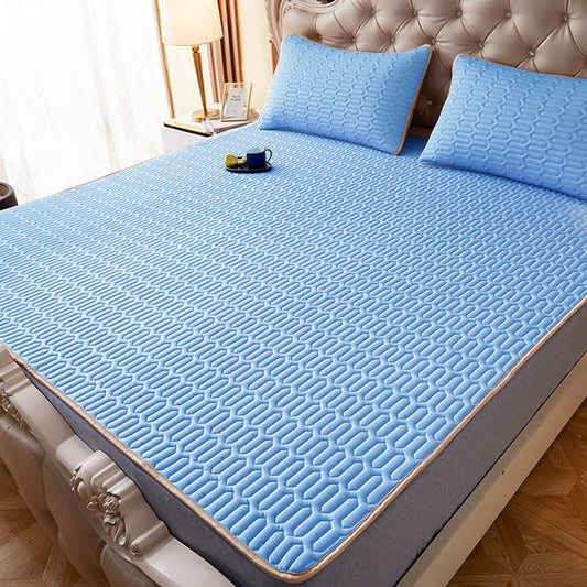 3Pcs Set Cooling Bedding Foldable Mattress Topper Mat Summer Cooling Latex Mattress Pad Blue