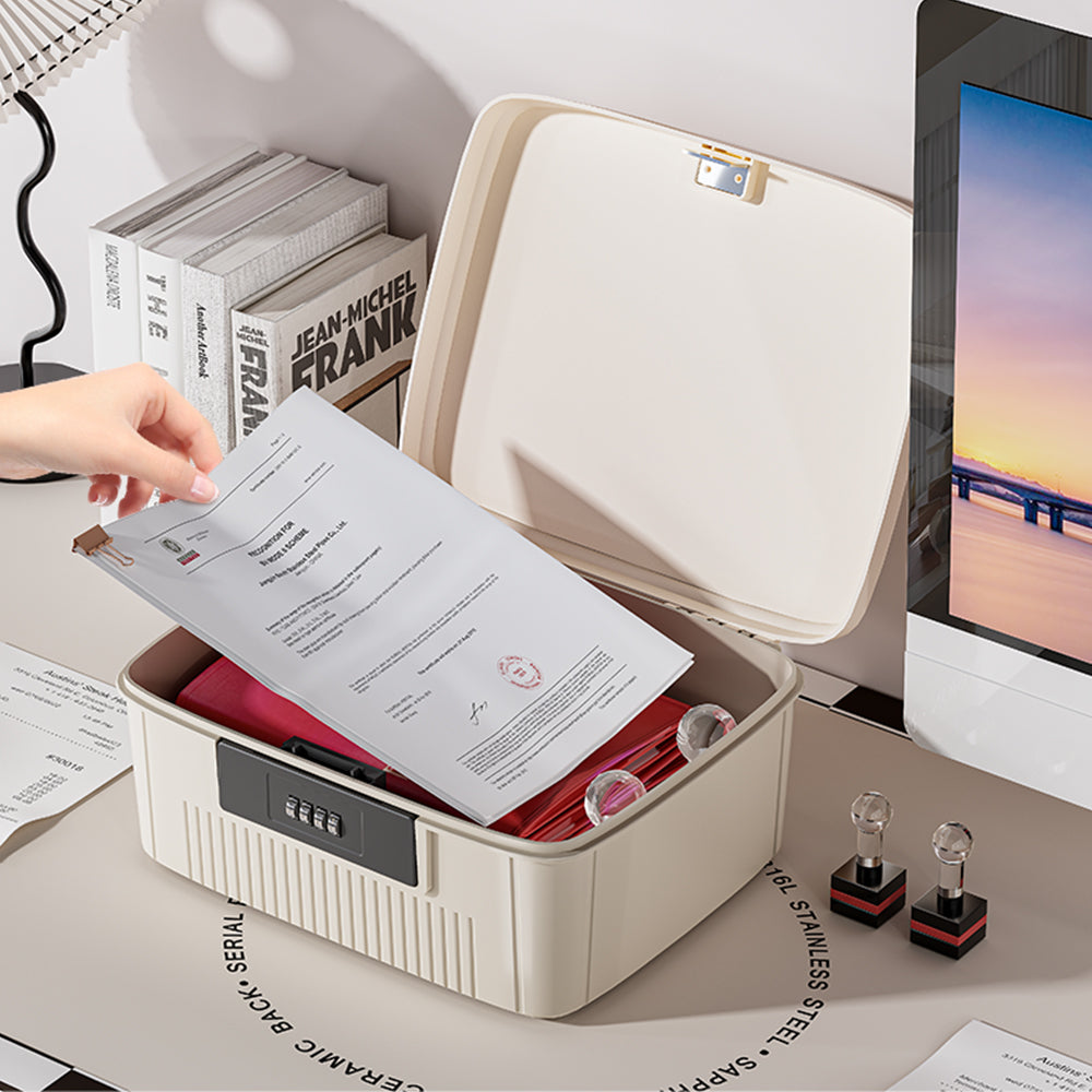 4-Digit Combination Lock Box Lockable Safe Storage Case White