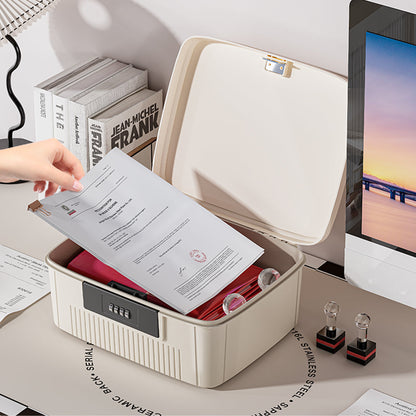 4-Digit Combination Lock Box Lockable Safe Storage Case White