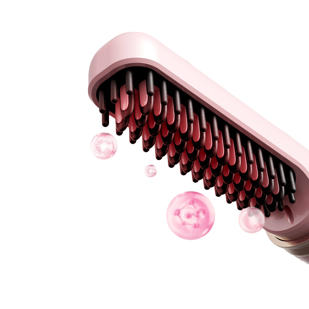 2-in-1 Wireless Hair Straightener Comb with Negative Ion for Home and Travel-Blue