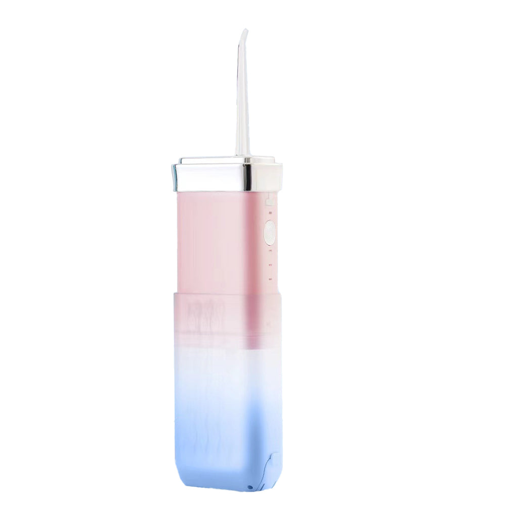 Mini Portable Oral Irrigator Rechargeable Water Dental Flosser With Stretchable Water Tan-Pink