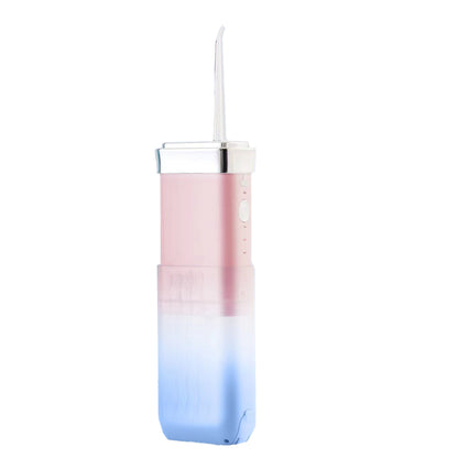 Mini Portable Oral Irrigator Rechargeable Water Dental Flosser With Stretchable Water Tan-Pink