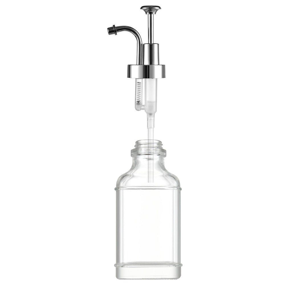 2 Pack 500ml Square Glass Syrup Soap Dispenser Bottles with Funnel - Silver