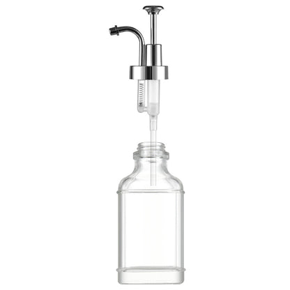 2 Pack 500ml Square Glass Syrup Soap Dispenser Bottles with Funnel - Silver