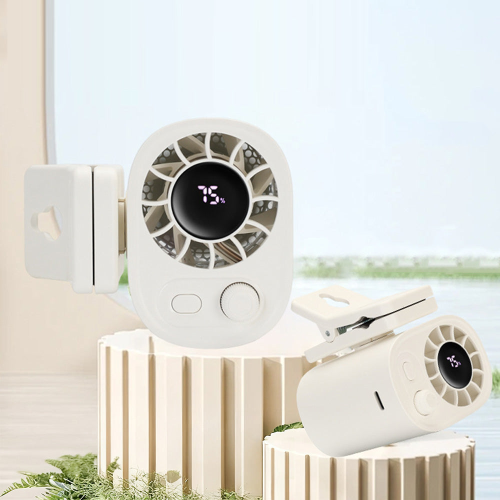 Car Clip-On Fan with LED Display ¨C 100-Speed Adjustable Portable Fan for Camping & Umbrella Use
