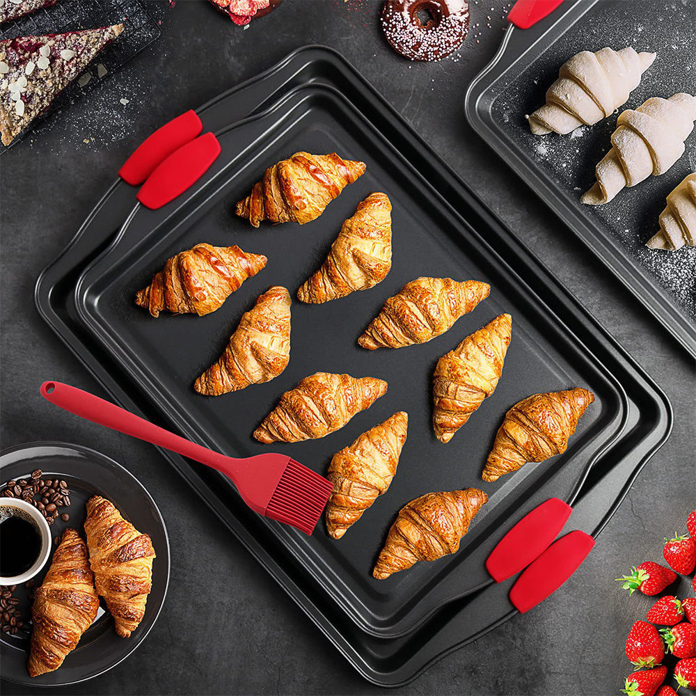 3Pcs Nonstick Kitchen Oven Baking Pans Set Premium Carbon Steel Bakeware for Oven Baking