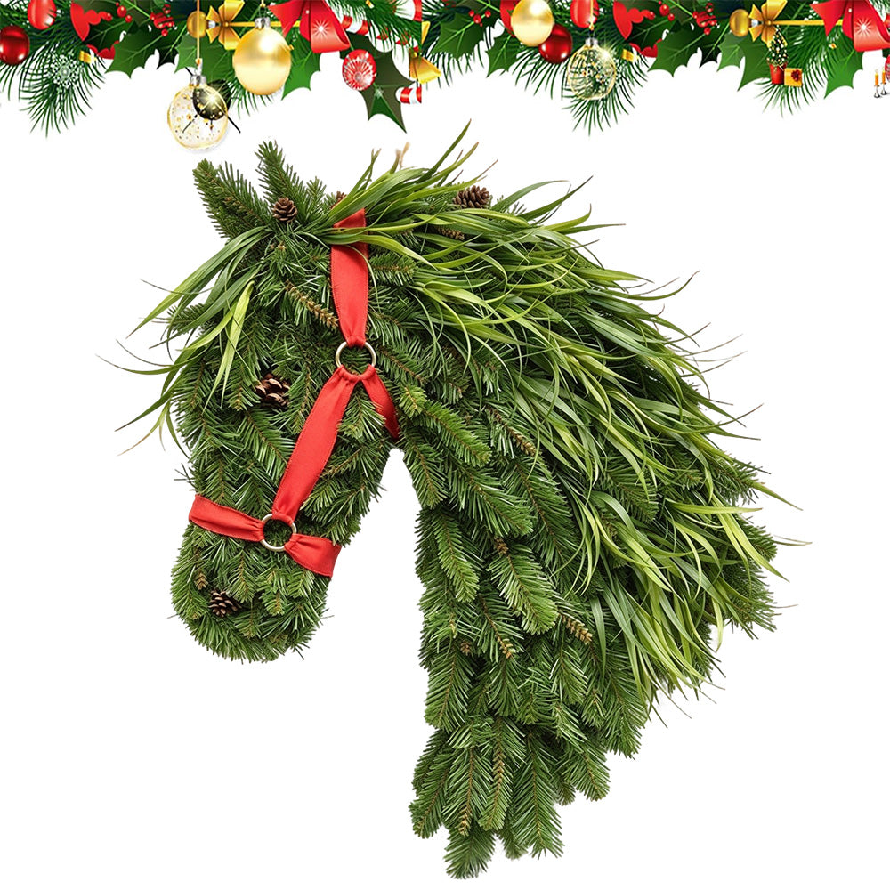 Artificial Horse Head Shaped Christmas Wreath for  Wall Decor - Style2