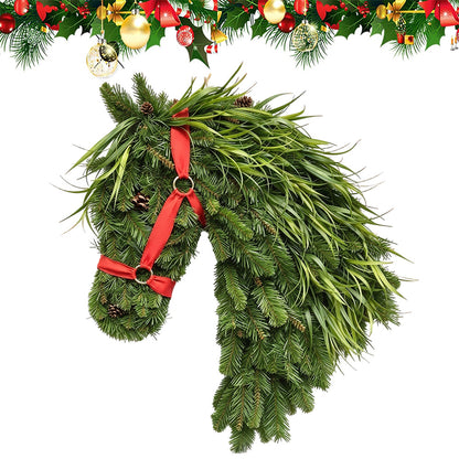 Artificial Horse Head Shaped Christmas Wreath for  Wall Decor - Style2