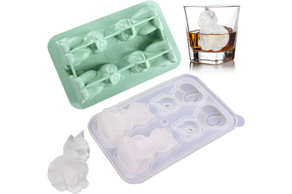 3D Cat Ice Cube Mold Fun Shapes Cat Lover Gifts Silicone Large Craft Ice Mold for Whiskey Cocktails Bourbon-Green