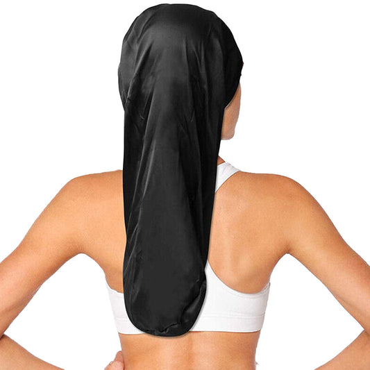 Satin Women's Sleep Hair Hat Care Sleeping Bonnet Night Cap Black