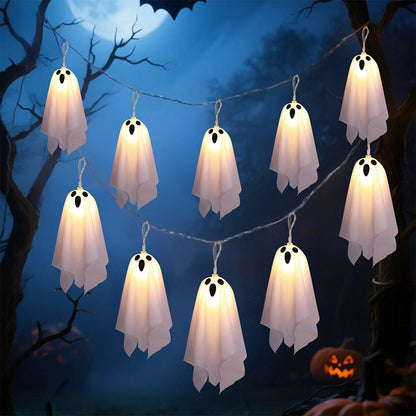 10 Ghost Halloween Hanging Light String with 8 Modes