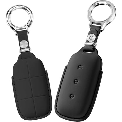 Leather Key Fob Cover Fit for Geely Galaxy E5 EX5 - Black