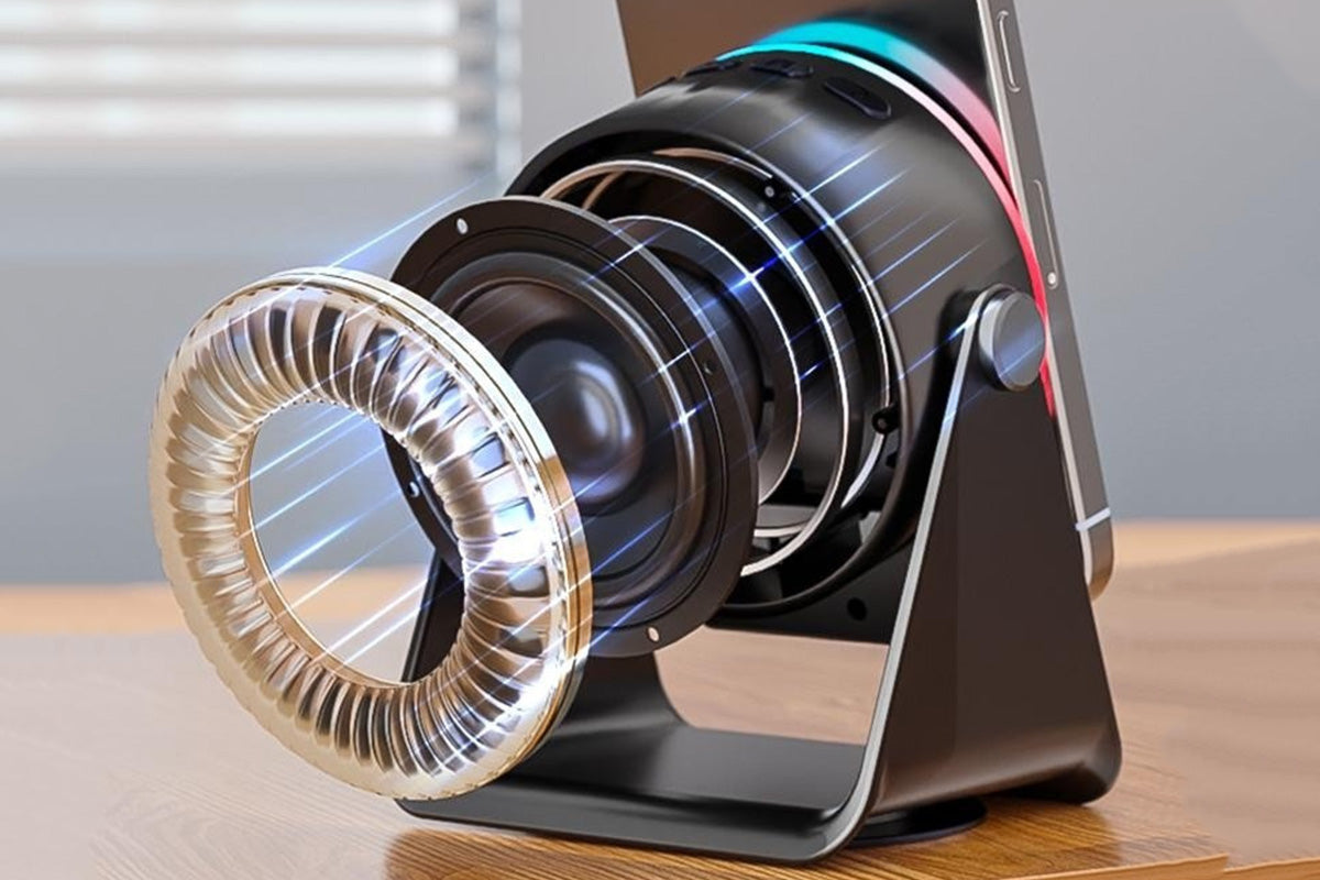 4 in 1 Wireless Speaker Bluetooth Speaker with 360 Adjustable Phone Holder-Black