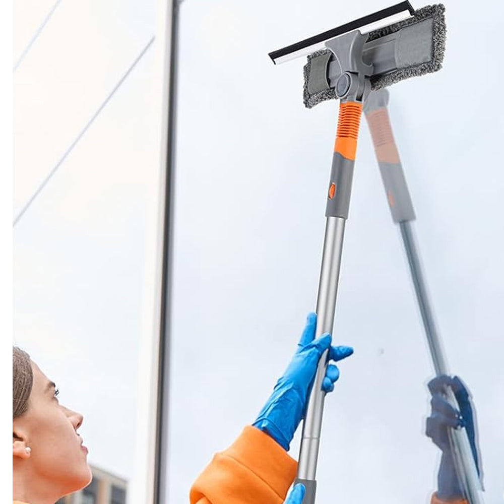 2 in 1 Window Cleaning Tool Squeegee Window Cleaner Kit with 2 Microfiber Cloths Style 2