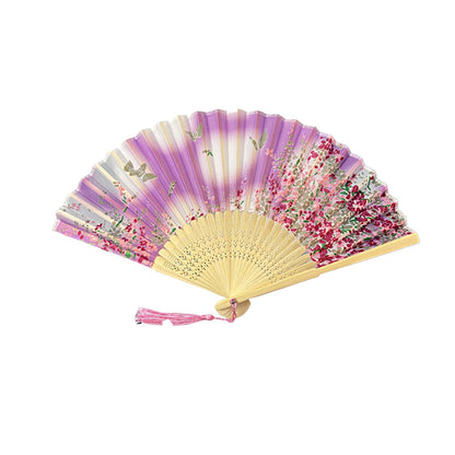 3Pcs Folding Hand Fan Retro Bamboo Hand Fan for Wedding Dancing Party Style 2