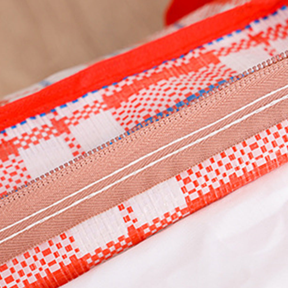 Large Stripe Storage Tote Bag Zipper Moving Bag Packing Supplies for Clothes Blanket Bedding Red