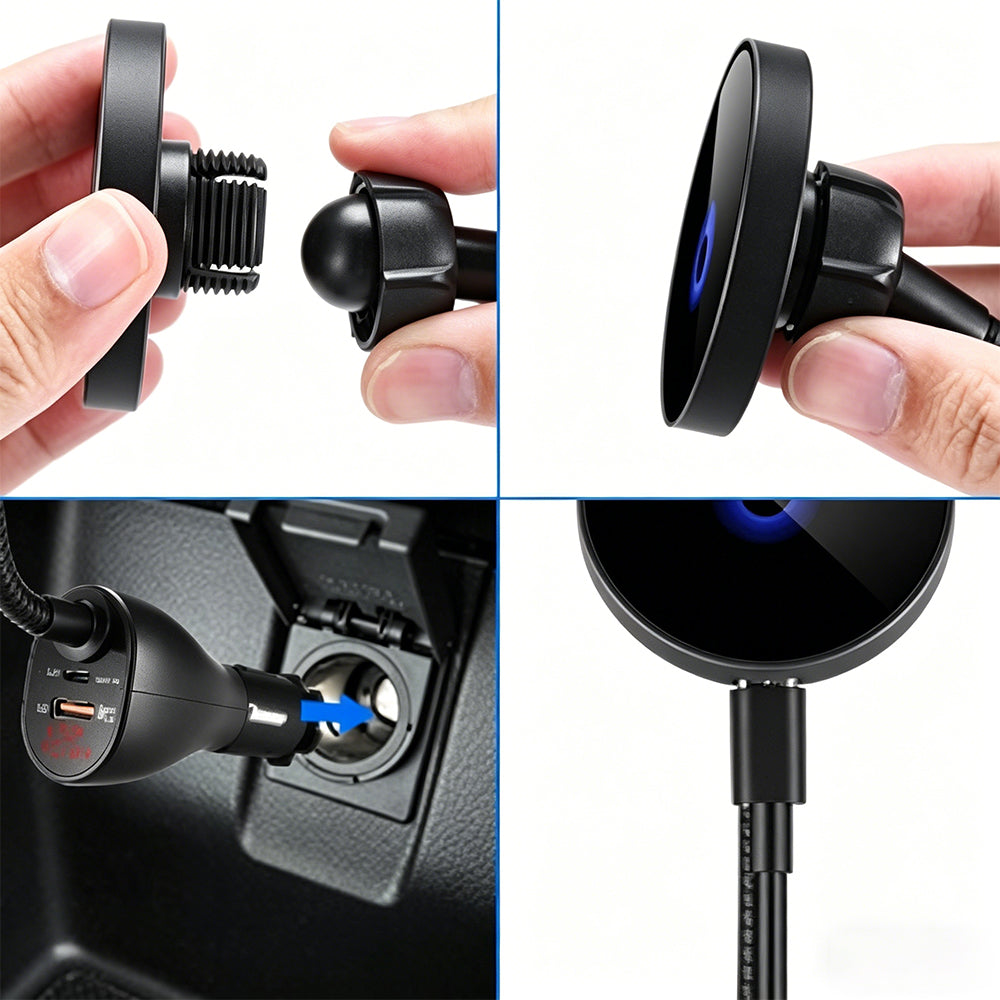 2 in 1 Car Wireless Charger Compatible with Magsecurity 15W for iPhone