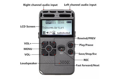8G Rechargeable LCD Digital Audio Voice Recorder Dictaphone MP3 Player Expandable Up To 128G